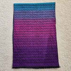 NWOT Cashmere Zig Zag Scarf Blue Pink Purple